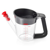 OXO Good Grips fat separator showing the spout for clean pouring