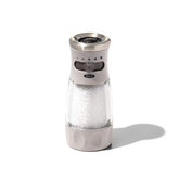 OXO Good Grips Contoured Salt Grinder gray top view ready for easy seasoning at table.