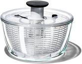 OXO Good Grips glass salad spinner bowl for durable serving and easy drying.