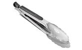 OXO Good Grips nine-inch tongs in brushed stainless steel for durable flipping