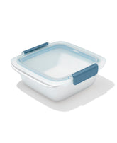 OXO Good Grips Prep & Go sandwich container in ocean blue for portable lunches.