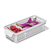 OXO Good Grips Long Bin with lid open for easy fridge access and prep