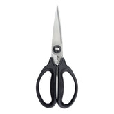 OXO Good Grips scissors blade close-up showing micro-serrated blades for secure cuts