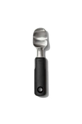 OXO Good Grips scoop side view, durable stainless steel for hard ice cream.