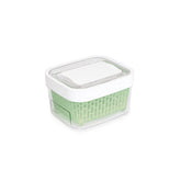 OXO Greensaver container front view showing 1.6 qt capacity keeps berries fresh