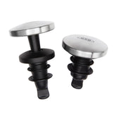OXO SteeL wine stopper seals bottle to preserve freshness.