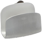 OXO SteeL suction sponge holder mounted to sink wall for a tidy counter