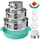 OYAOL 4, 7, 9 inches springform pan set top view for even baking