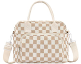 OYLOLA lunch bag in beige-brown plaid front view for everyday use