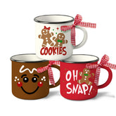 Paayna Christmas gingerbread-man mini mugs set on a tiered tray for festive decor.