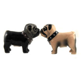Pacific Giftware Little Love Pugs salt and pepper set, compact kissing shakers for lively table seasoning.