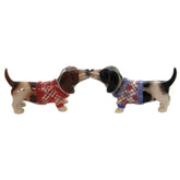 Pacific Giftware kissing basset hounds in sweaters, charming table decor accent.