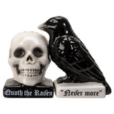Pacific Giftware Quoth the Raven salt and pepper set on a festive table