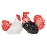 Pacific Giftware rooster and hen ceramic salt and pepper shakers for everyday dining and decor.