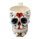 Pacific Giftware white tribal sugar skull mug with vibrant colors for morning coffee
