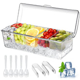PADELE large ice-chilled condiment caddy with lid keeps toppings organized and fresh for serving.