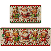 Pahhjsa gingerbread kitchen mat with gingerbread-man pattern for festive decor and floor protection.