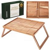 PANDAWOOD acacia bed tray with large folding legs for stable breakfast in bed