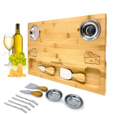 PandPal bamboo cheese board with knives and bowls for elegant entertaining