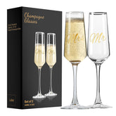 PARACITY Mr and Mrs wedding champagne flutes set for toasts