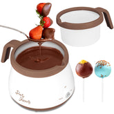 Party Desserts melting pot ready setup for quick chocolate melts and easy prep.