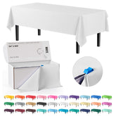 Party Solids white table cover roll in a box with slide cutter for quick sizing.