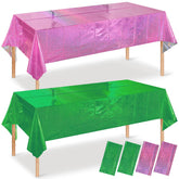 Pascliyna iridescent pink-green holographic tablecloth shines for festive tables