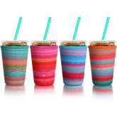 Patelai iced coffee sleeve with African grain pattern for dry hands and stylish drinks