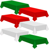 Patelai Christmas tablecloth display with red, green, and white for festive dining