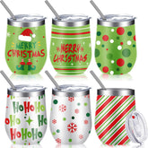 Patelai lime green Christmas wine tumbler pattern 1 for festive gatherings