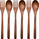 Patelai wooden spoons and forks set for daily meals with durable, reusable design