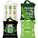 Paterr pickle tote bags set with vibrant colors for groceries and errands.