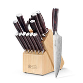 PAUDIN 14-piece knife set displayed in a block for organized kitchen prep
