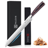 PAUDIN bread knife with 10-inch serrated blade for clean, even slices.
