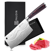PAUDIN 7-inch cleaver blade close-up showing sharp edge for precise meat cuts