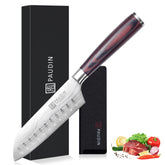 PAUDIN Santoku knife 5-inch full with sheath highlights premium craftsmanship and ready-to-gift presentation.