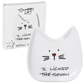 Pavilion Blobby Cat spoon rest with lick spoon text keeps utensils organized.