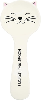 Pavilion Cat Licked the Spoon rest 10-Inch white protects countertops while adding whimsy