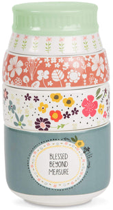Pavilion Love You More measuring cups stack, durable stoneware for precise kitchen measures.