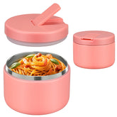 Pawtong 12oz insulated food jar front view in pink shows compact, convenient lunch.