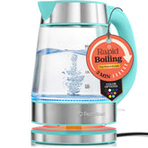 Peach Street Speed-Boil kettle front view with blue boil light for fast heating.