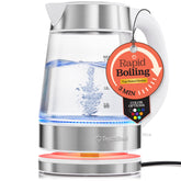 Peach Street Speed-Boil kettle glass body for crystal-clear water level visibility.