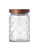 Pengshu vintage glass jar with wood lid displaying clear contents for pantry organization