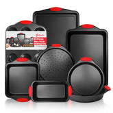 PERLLI 8-piece bakeware set cookie sheet for even browning and easy cleanup