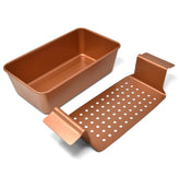 PERLLI meat loaf pan with drip tray set for easy release and even baking.