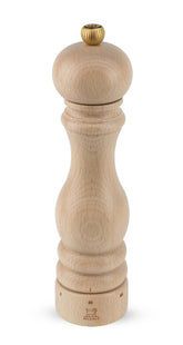 Peugeot Paris u'Select pepper mill in natural beechwood, top view ideal for precise table seasoning.