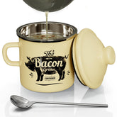 PGYARD mini bacon grease container with strainer for 15oz capacity and easy filtration
