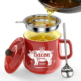 PGYARD ceramic bacon grease saver with strainer for clean, reusable frying oil.