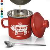 PGYARD mini bacon grease container with strainer holds 15oz for easy filtration