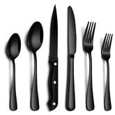 philipala 24-piece black silverware set with a mirror finish for everyday dining.